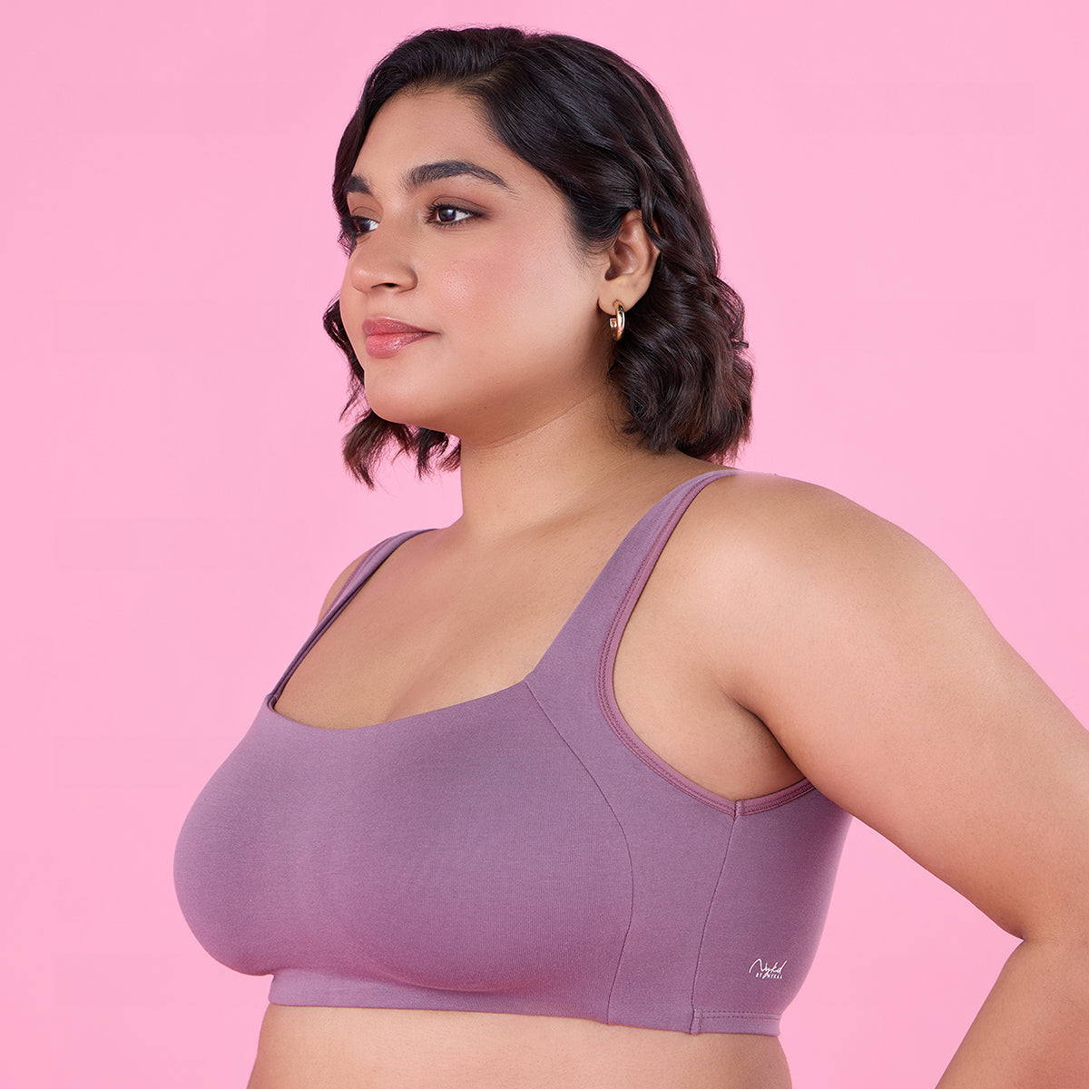 Nykd by Nykaa Trendy Square Neckline Slip on Bra with full coverage - NYB158 - D mauve