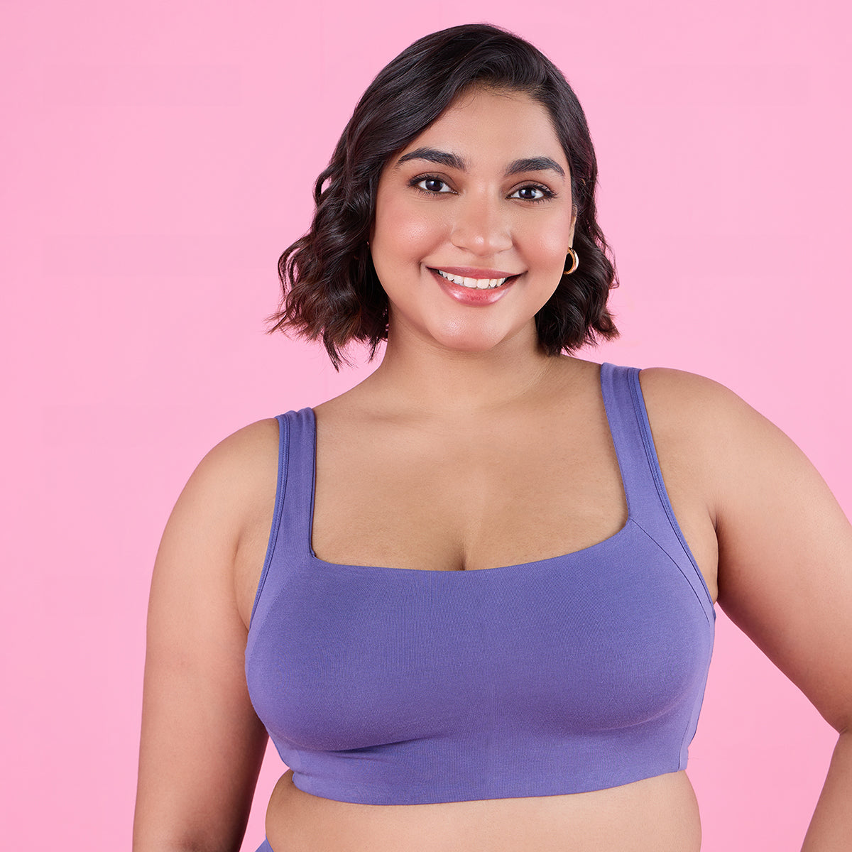 Nykd by Nykaa Trendy Square Neckline Slip on Bra with full coverage - NYB158 - D Purple