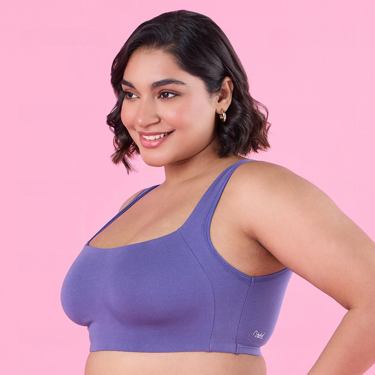 Nykd by Nykaa Trendy Square Neckline Slip on Bra with full coverage - NYB158 - D Purple