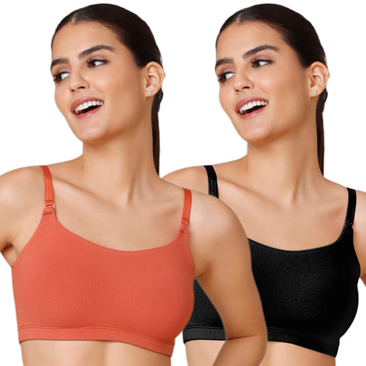 Nykd by Nykaa Easy Breezy Slip on Bra PO2 NYB165 Black and Carrot