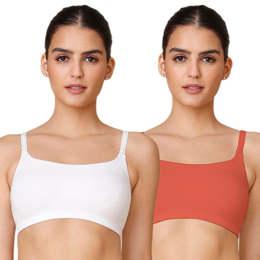 Easy Breezy Slip on Bra PO2 NYB165 Carrot and White