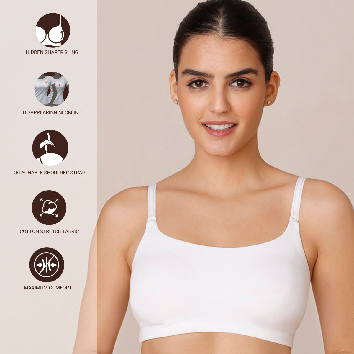 Easy Breezy Slip on Bra PO2 NYB165 Carrot and White