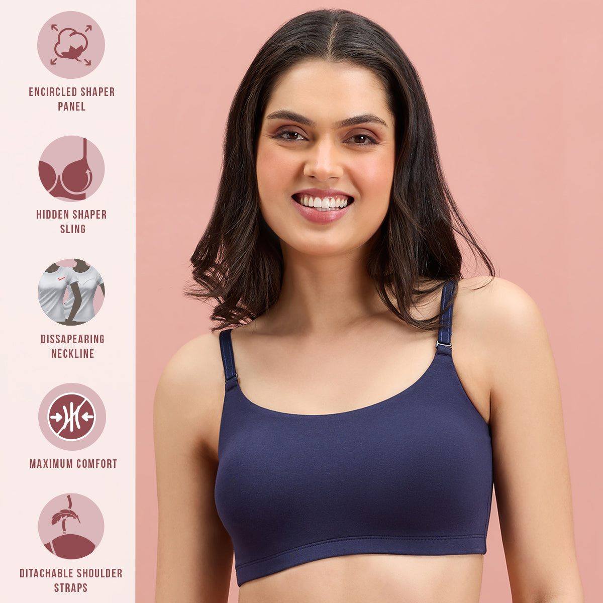Nykd By Nykaa Easy Breezy Slip On Bra-NYB165-Navy Blue – Nykd by Nykaa