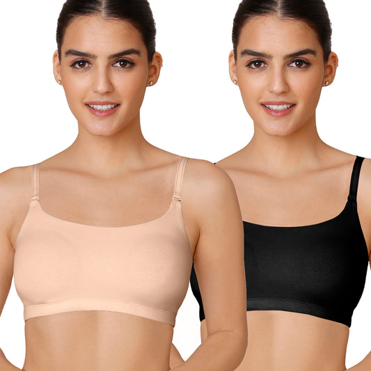 Nykd by Nykaa Easy Breezy Slip on Bra PO2 NYB165 Beige and Black