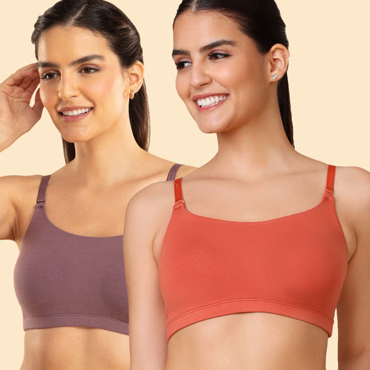 Nykd by Nykaa Easy Breezy Slip on Bra PO2 NYB165 Orange and Purple