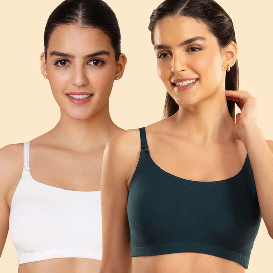 Nykd by Nykaa Easy Breezy Slip on Bra PO2 NYB165 White and Green