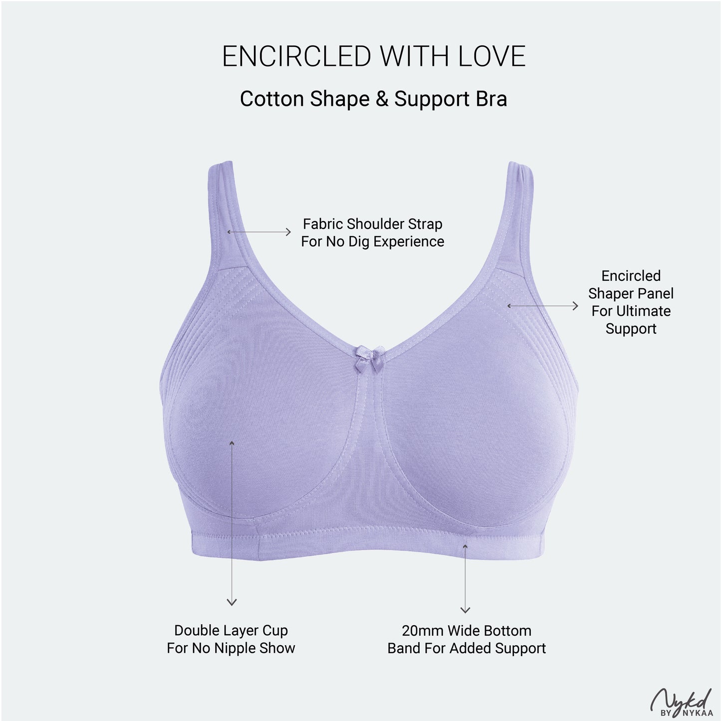 Nykd By Nykaa Encircled with love Cotton Shape & Support Non Padded Non Wired NYB169 Lavender