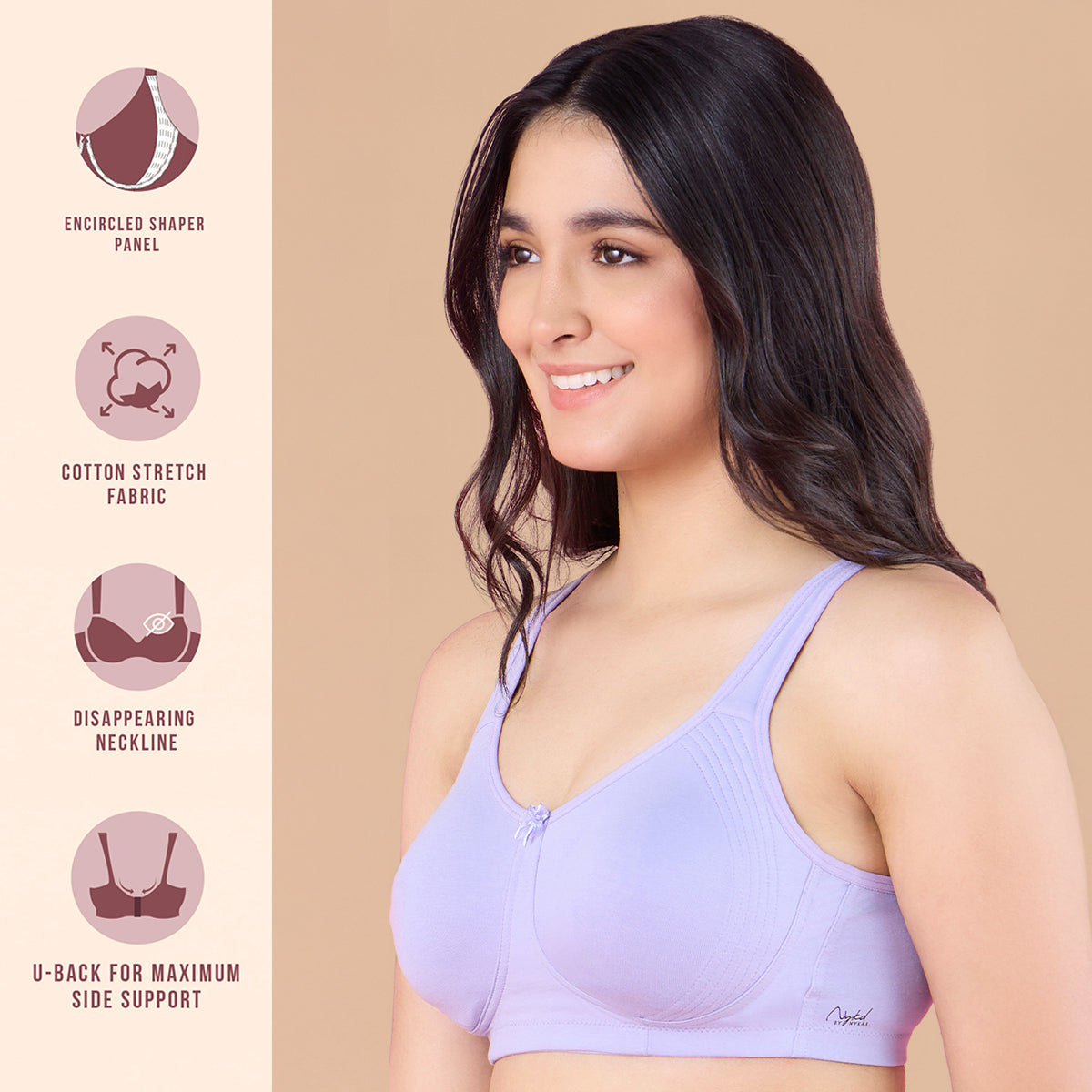 Nykd By Nykaa Encircled with love Cotton Shape & Support Non Padded Non Wired NYB169 Lavender