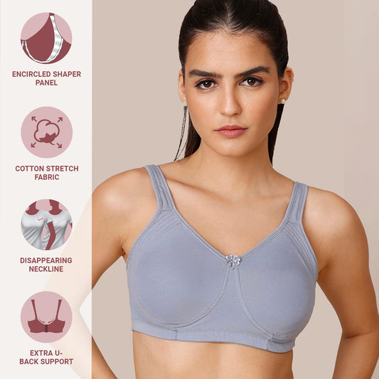 Buy NYKD Encircled with Love Everyday Cotton Bra for Women Non Padded,  Wirefree, Full Coverage - Side Support Shaper - Bra, NYB169, P Nude, 32B,  1N at