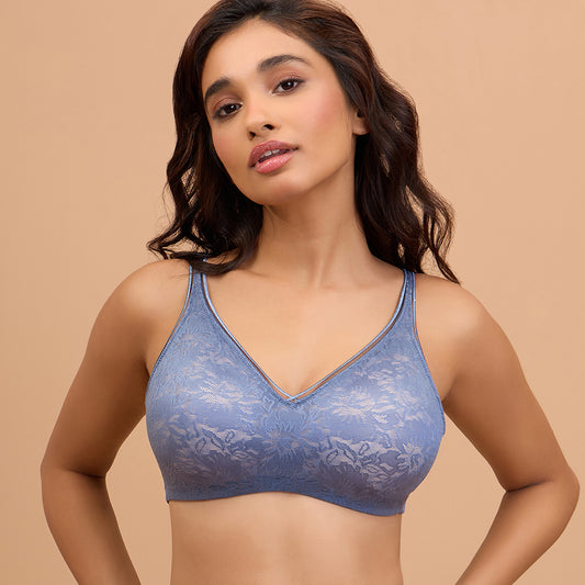 Nykd by Nykaa Shape & Sculpt Lace Padded Bra-NYB187-Blue