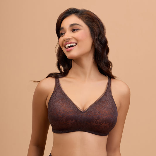 Nykd by Nykaa Shape & Sculpt Lace Padded Bra-NYB187-Brown