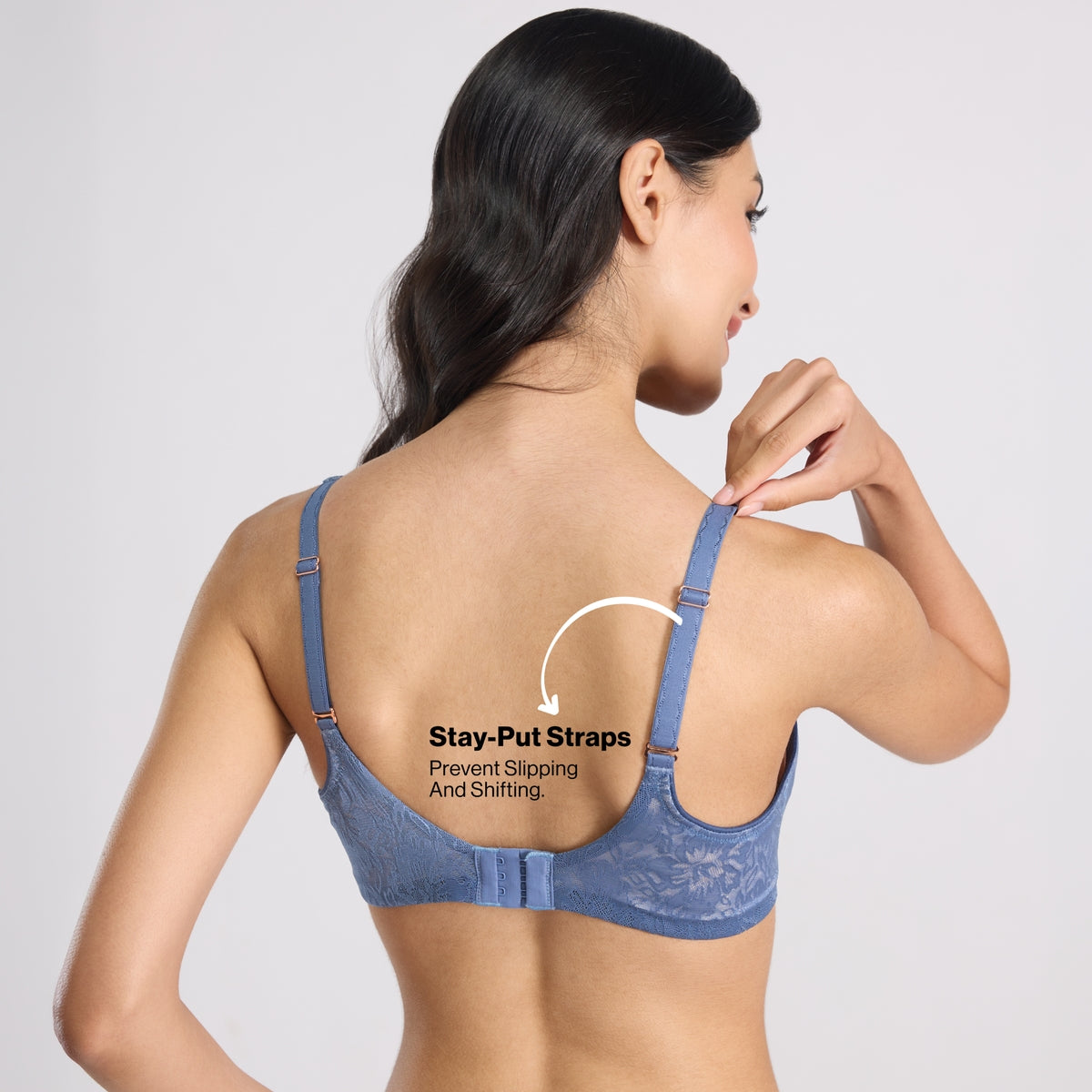 Nykd by Nykaa Shape &  Sculpt Lace Wirefree Padded Shaping Bra-NYB187 B Blue
