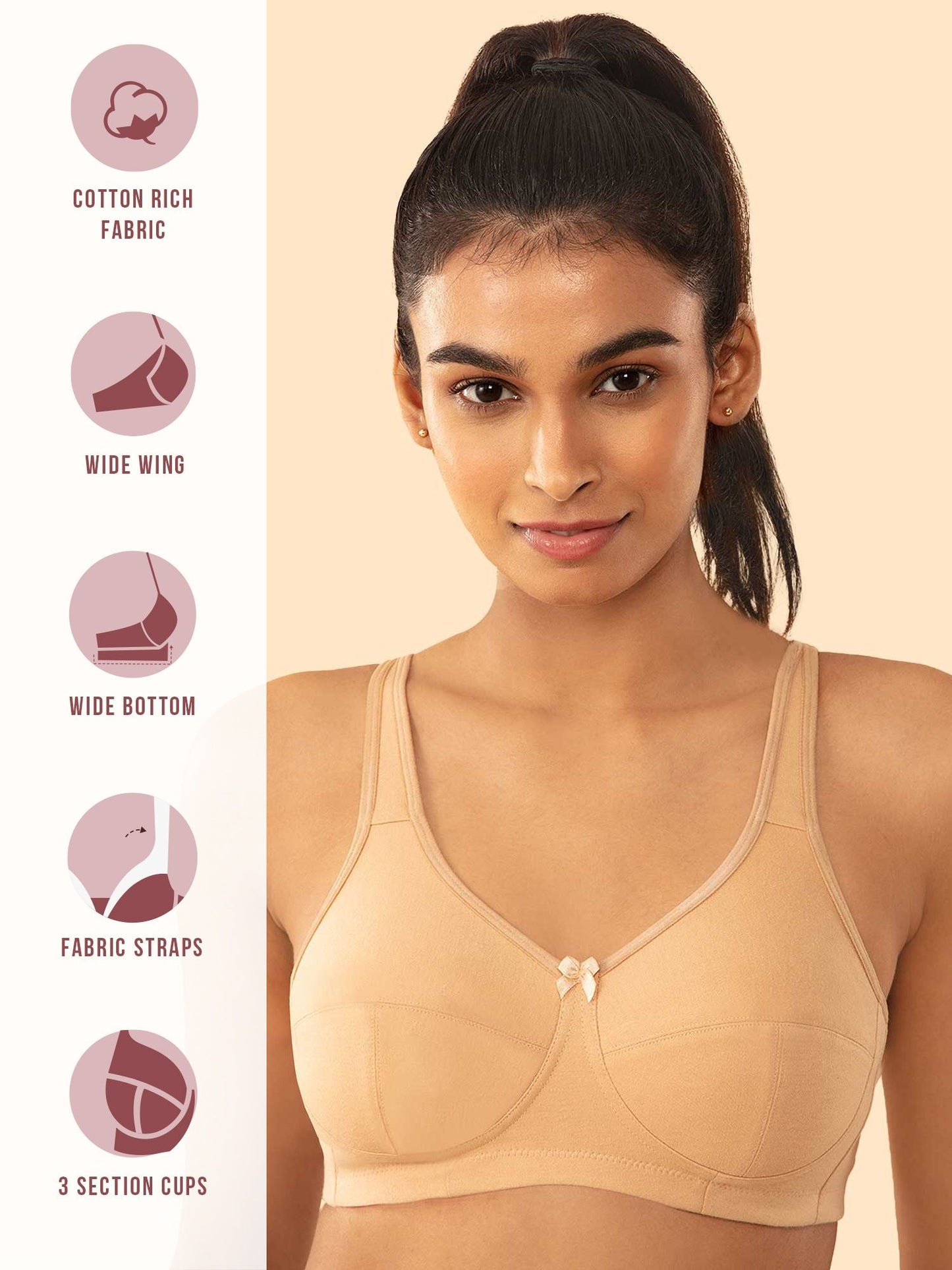 3 Section Super Support Bra-NYB188-Sand