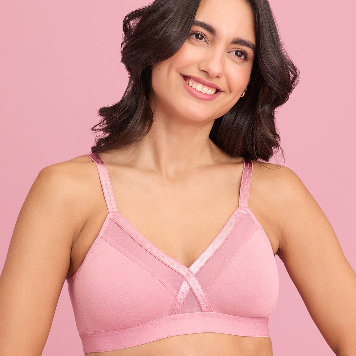 X-Frame Cotton Support Bra-NYB191-Blush