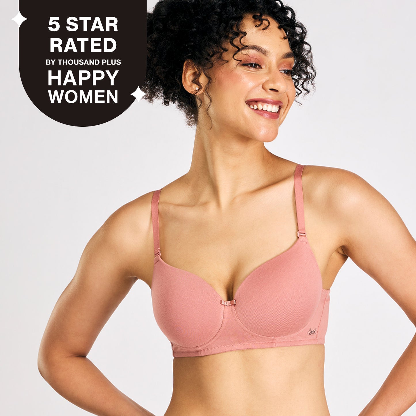 Nykd By Nykaa Breathe Cotton All Day Comfort Padded Non Wired T-Shirt Bra NYB198 D. Rose