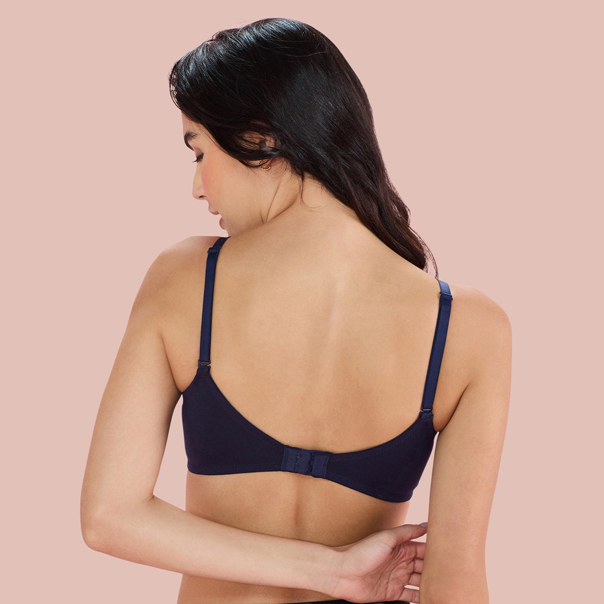 Nykd By Nykaa Breathe Cotton All Day Comfort Padded Non Wired T-Shirt Bra Nyb198 Navy Blue