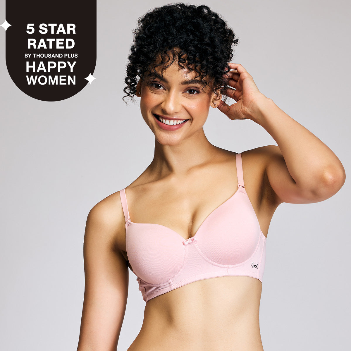 Nykd By Nykaa Breathe Cotton All Day Comfort Padded Non Wired T-Shirt Bra Nyb198 Pink