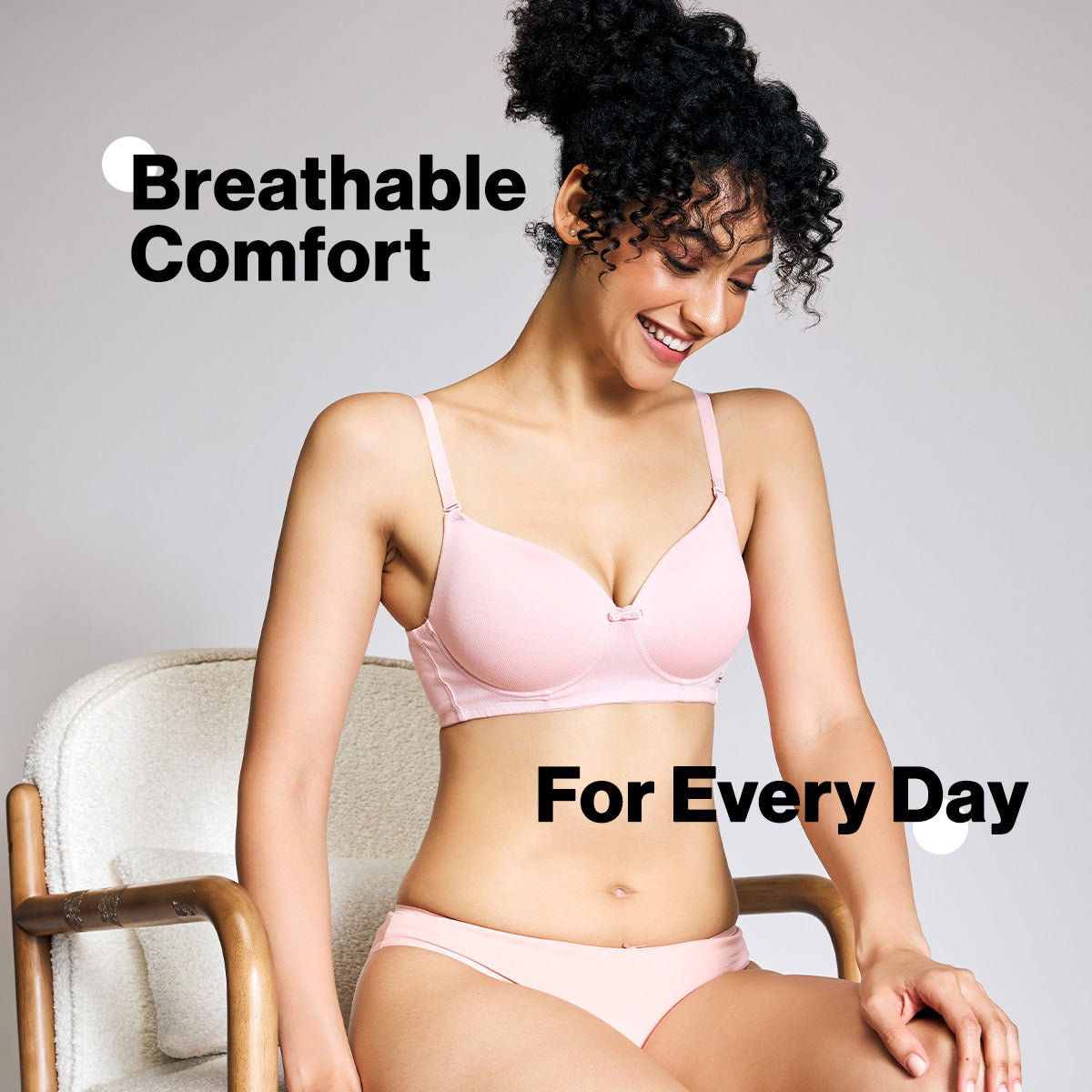 Nykd By Nykaa Breathe Cotton All Day Comfort Padded Non Wired T-Shirt Bra Nyb198 Pink