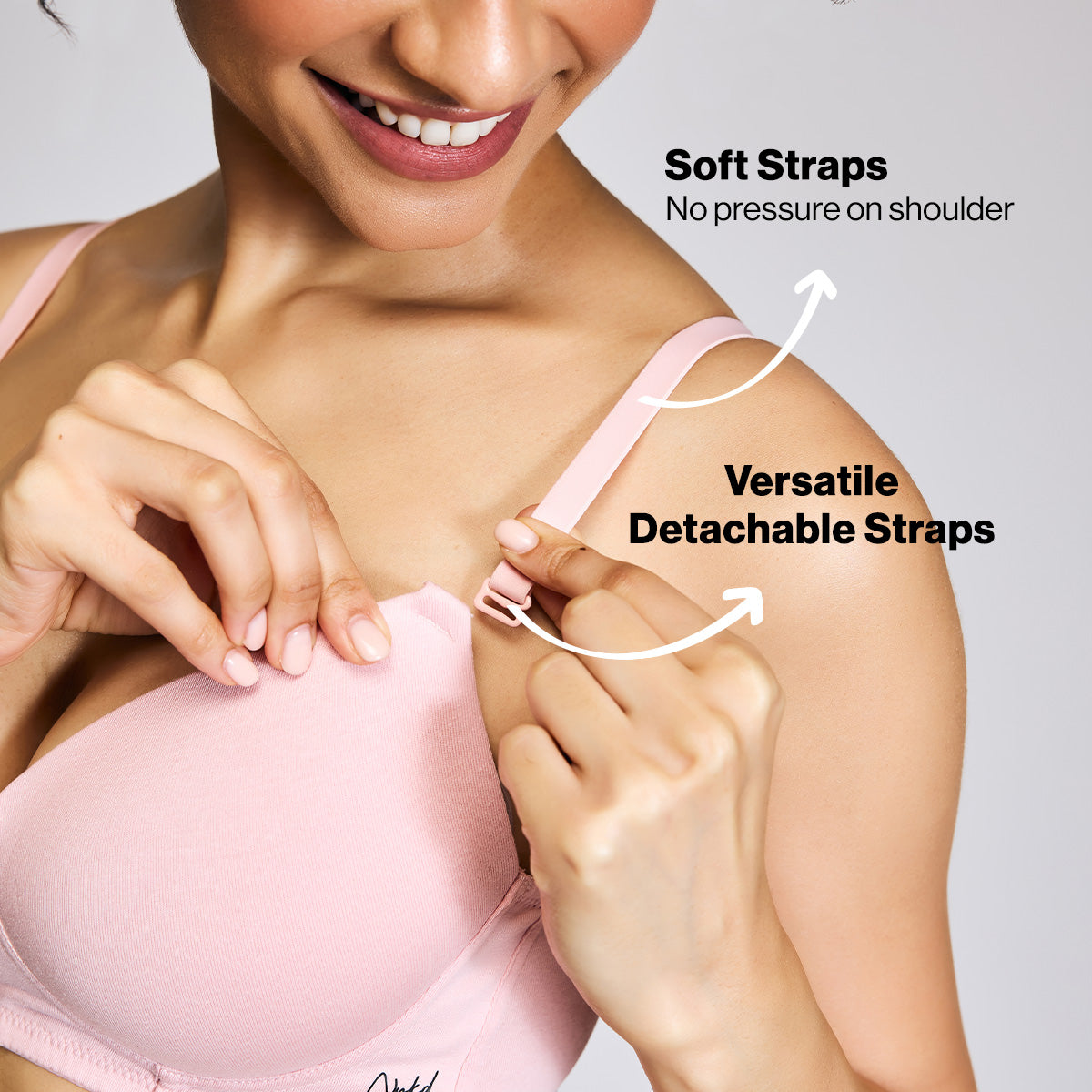 Nykd By Nykaa Breathe Cotton All Day Comfort Padded Non Wired T-Shirt Bra Nyb198 Pink