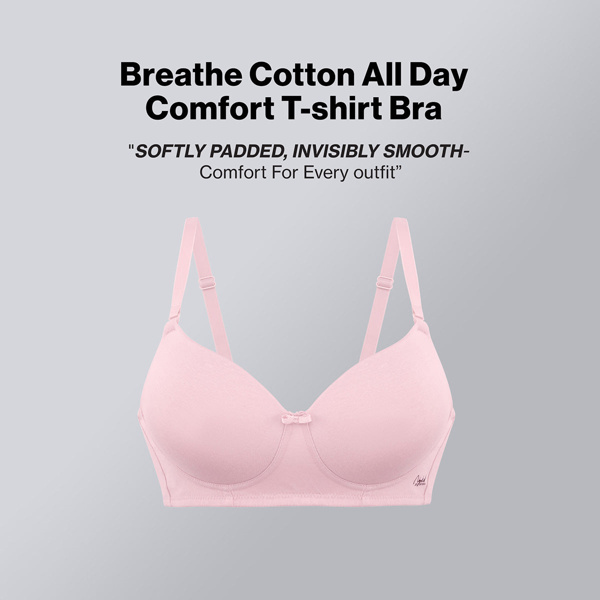 Nykd By Nykaa Breathe Cotton All Day Comfort Padded Non Wired T-Shirt Bra Nyb198 Pink