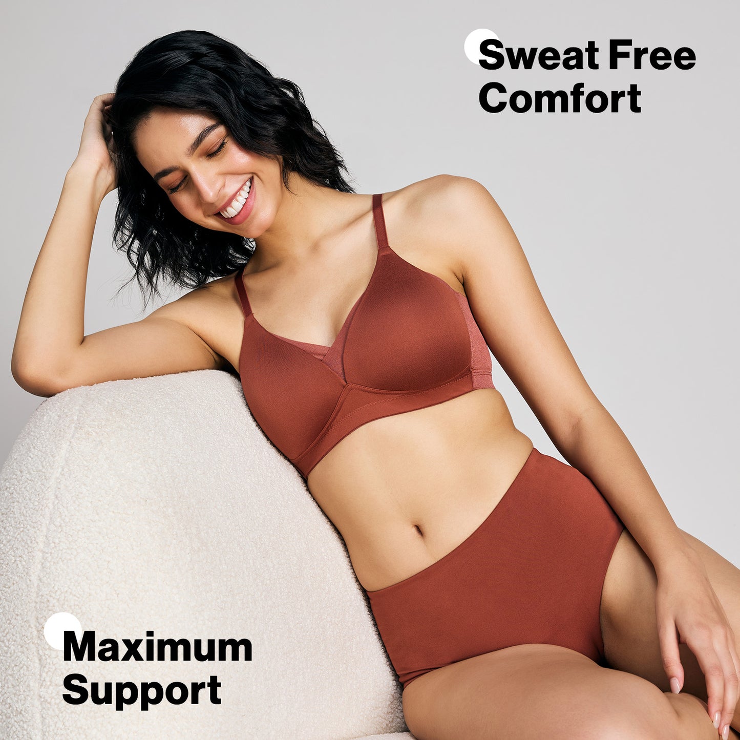 Nykd By Nykaa Infinity Edge Perfect Shaping Padded Non Wired T-Shirt Bra NYB202 Rust