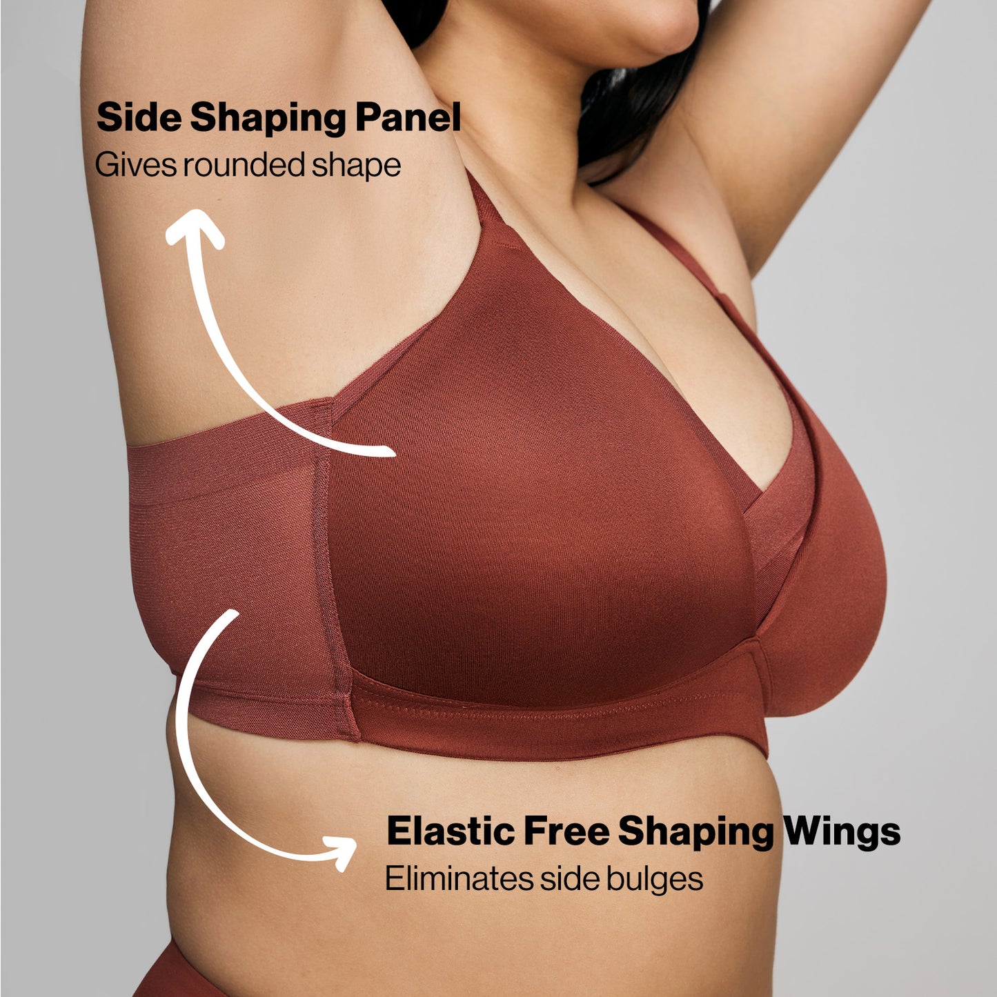 Nykd By Nykaa Infinity Edge Perfect Shaping Padded Non Wired T-Shirt Bra NYB202 Rust
