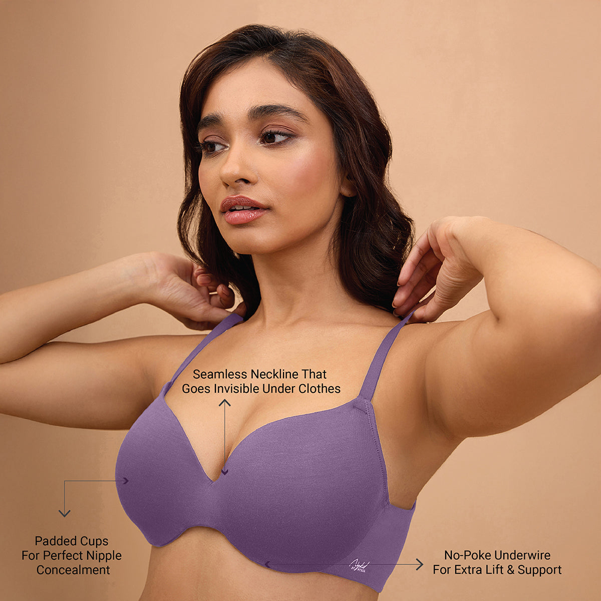 Nykd By Nykaa Super Soft Luxe Modal Padded Cushioned Wire T-Shirt Bra NYB218 Grape