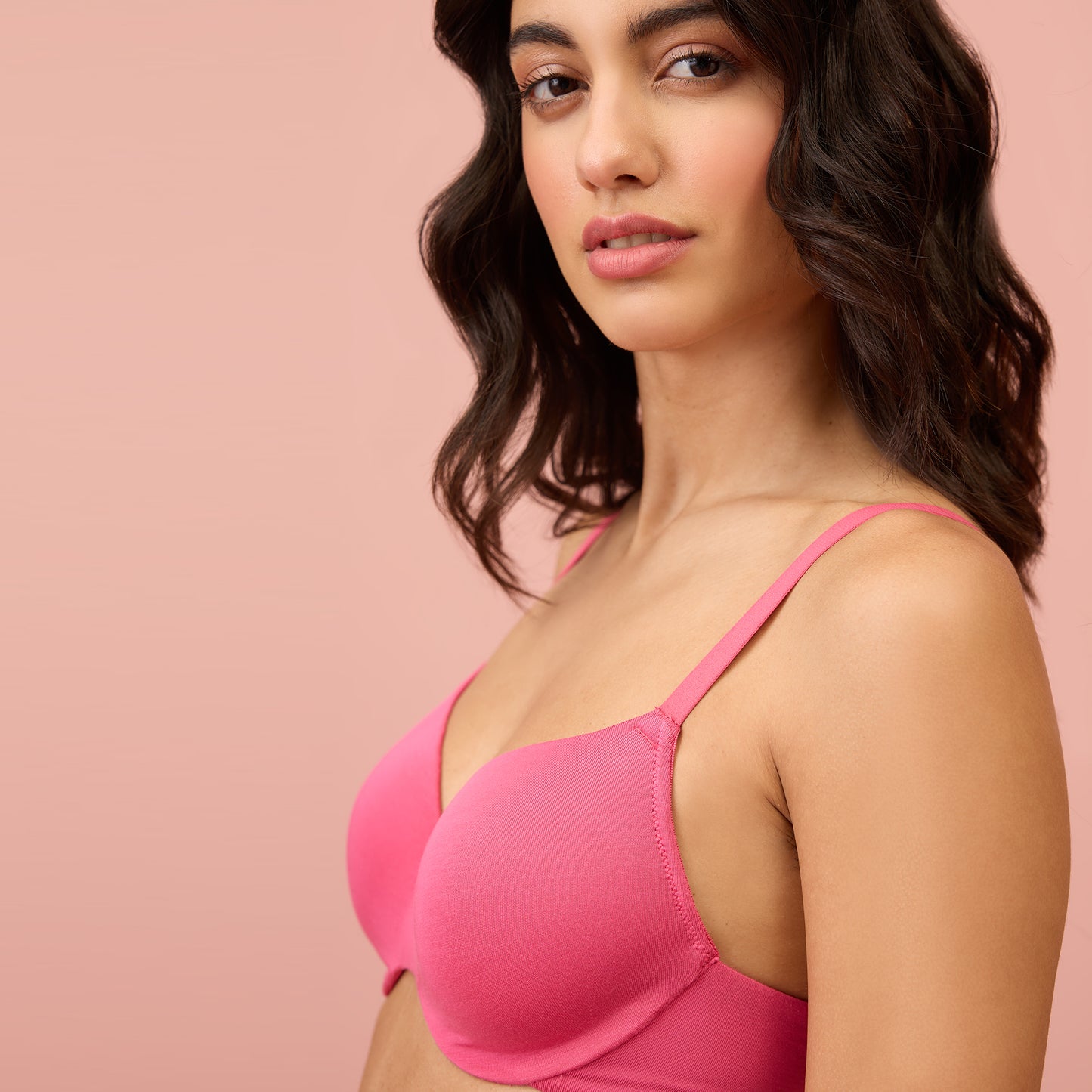 Nykd By Nykaa Modal Akin To Skin Padded Wired T-shirt Bra 3/4th Coverage- Pink NYB218