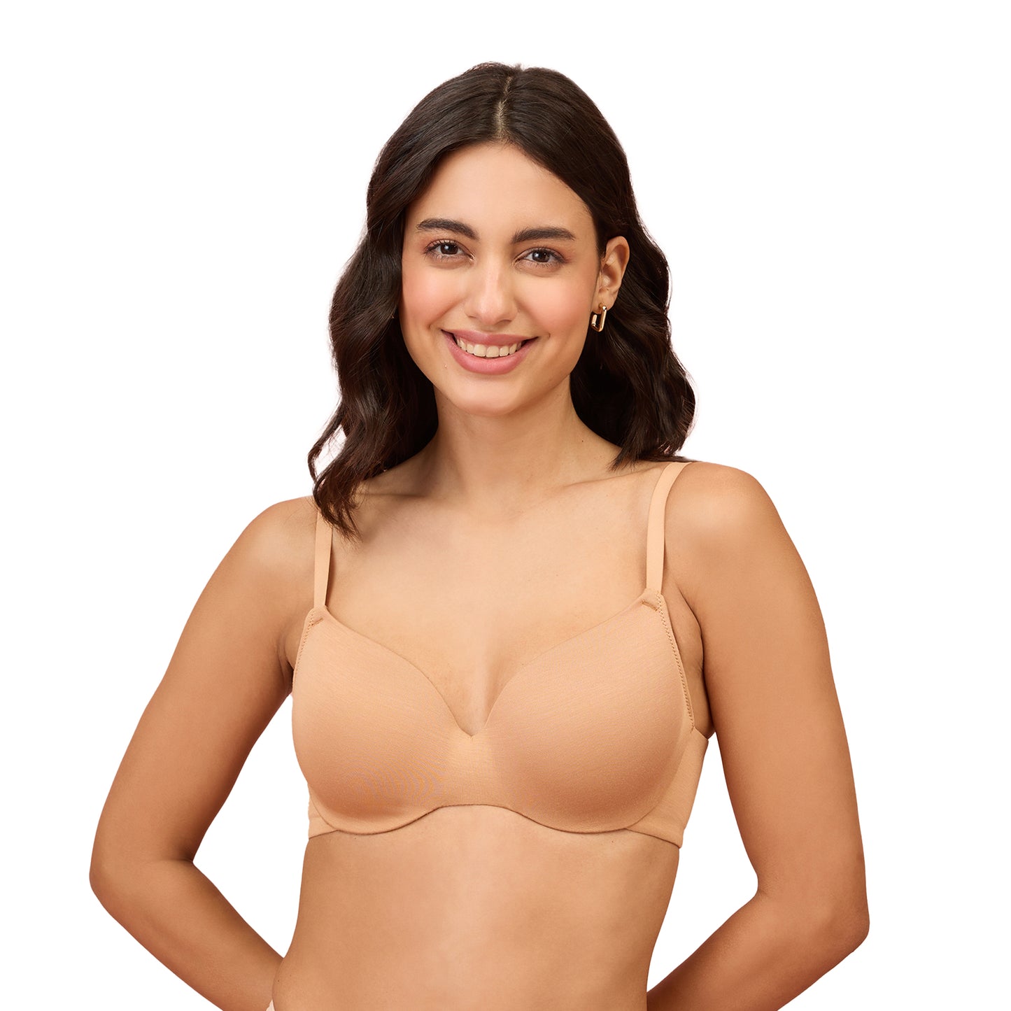 Nykd By Nykaa Modal Akin To Skin Padded Wired T-shirt Bra 3/4th Coverage- Tan NYB218