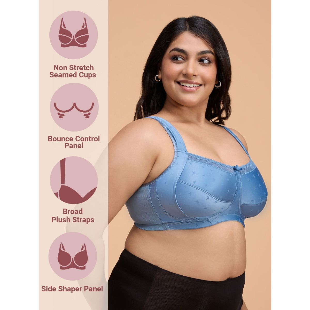 Satin Lift Me Up Bra NYB234-Blue