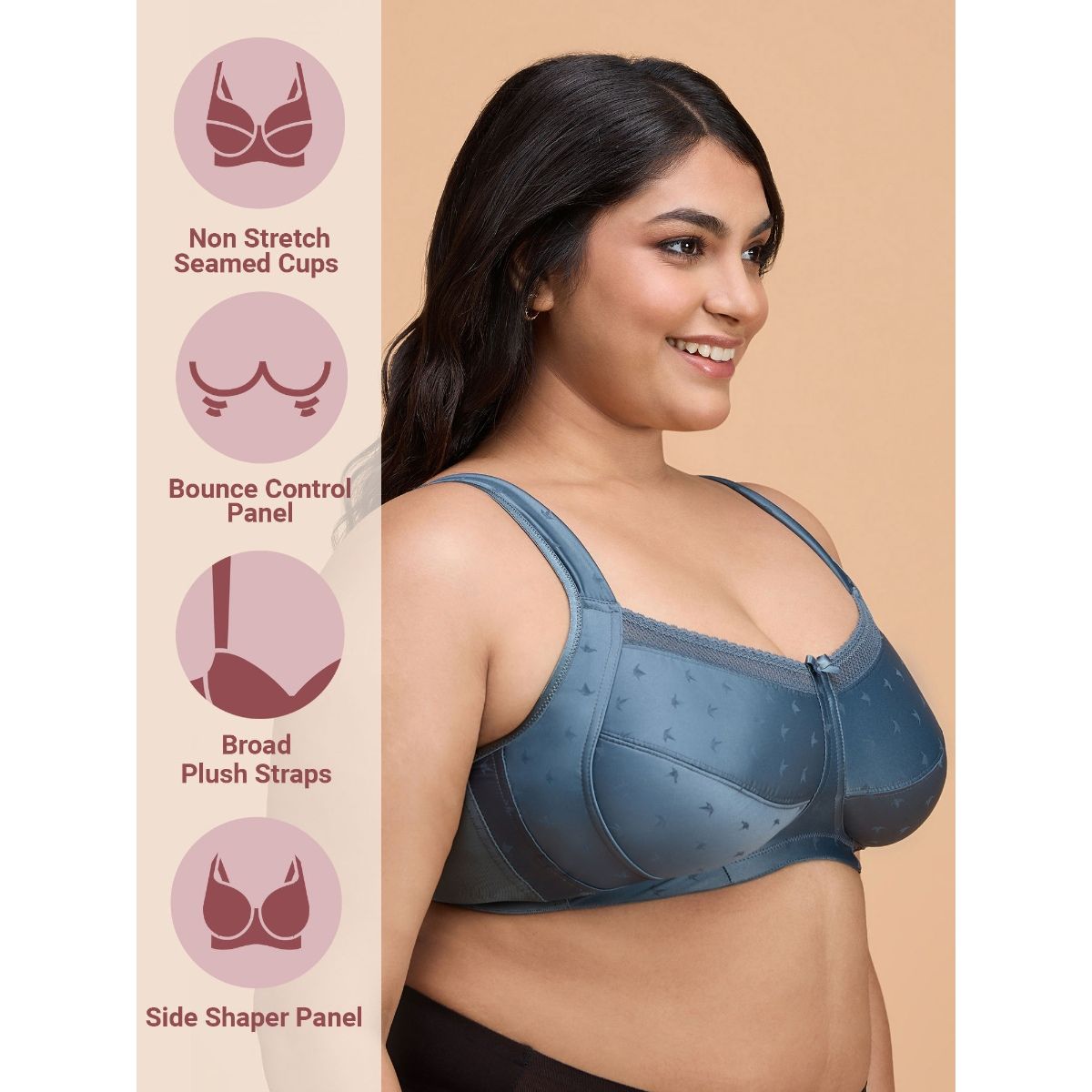 Satin Lift Me Up Bra NYB234-Grey