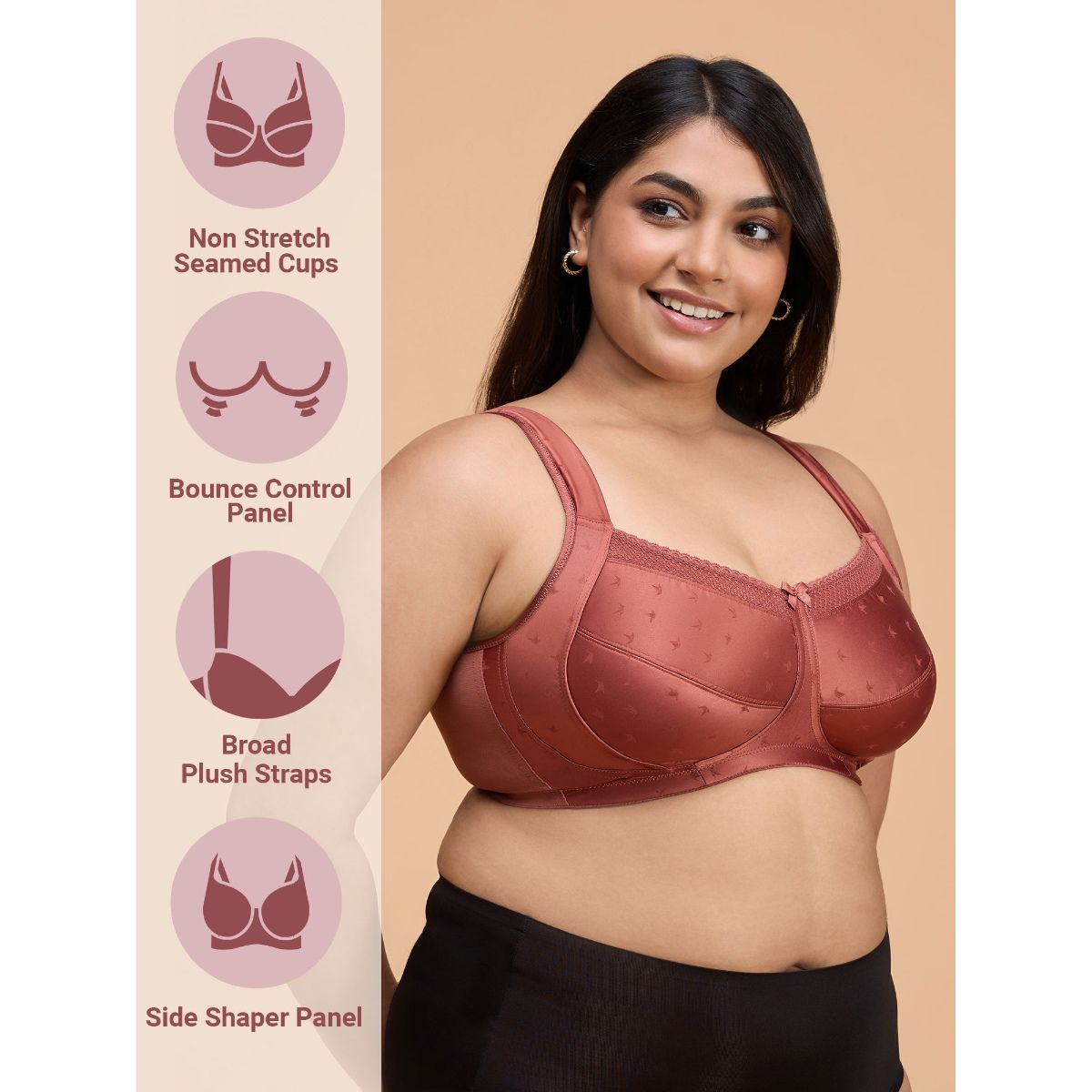 Satin Lift Me Up Bra NYB234-Rust