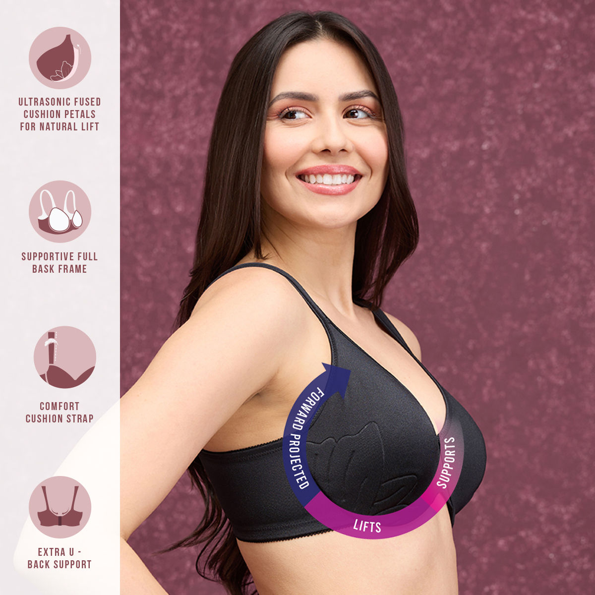 Anti-Gravity Wired Non Padded Bra-NYB243-Black