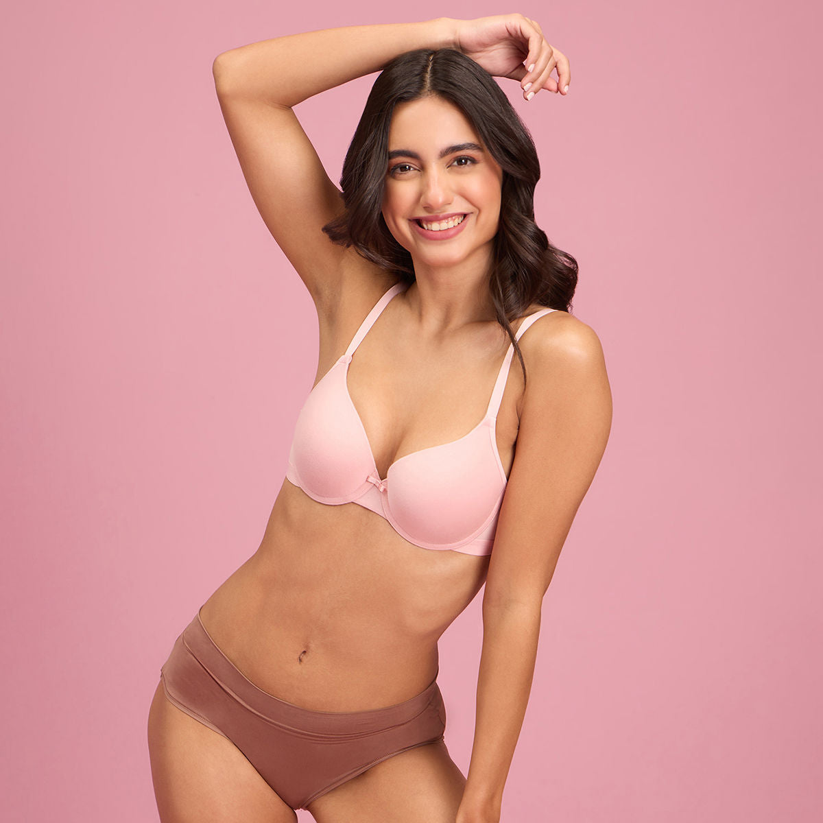 Push Up Plunge Bra-NYB249-Coral Blush