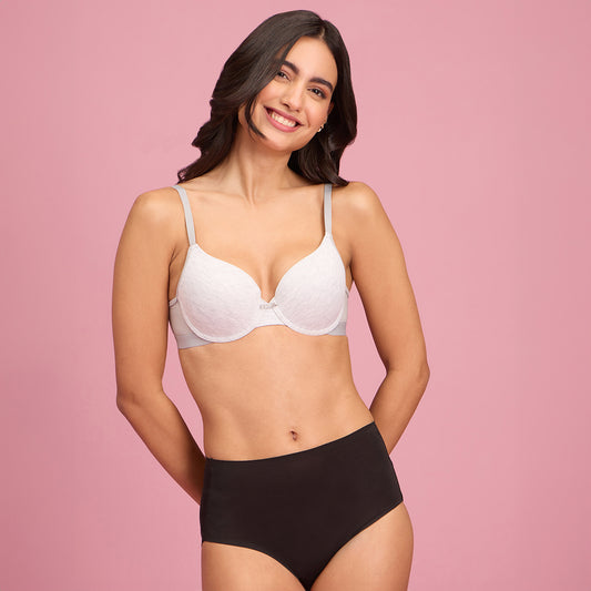 Breathe Cotton Padded wired Push up level-2 bra Demi coverage - Pink N –  Nykd by Nykaa