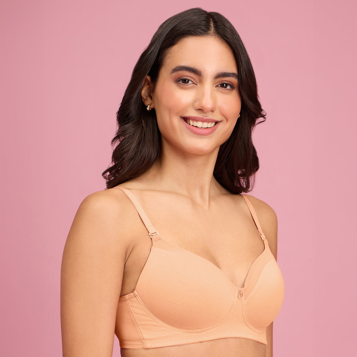 Nykd by Nykaa Iconic Cotton Low Back Padded Non-Wired 3/4th Coverage T-shirt Bra NYB252 Tan