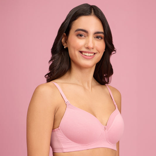 Iconic Low Back Padded Non-Wired T-Shirt Party Bra-NYB252-Pink