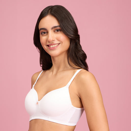 Iconic Low Back Padded Non-Wired T-Shirt Party Bra-NYB252-White