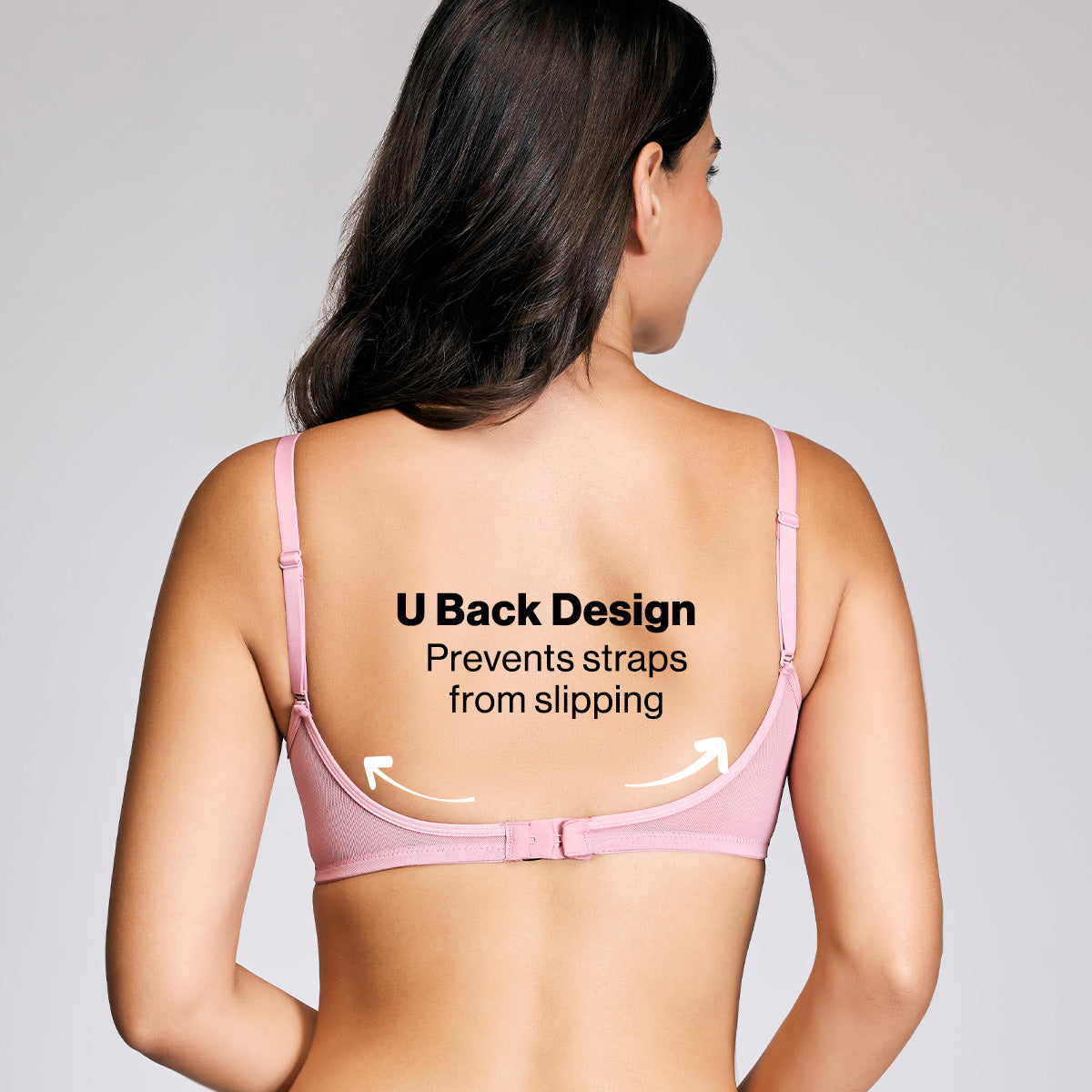 Nykd By Nykaa Iconic Cotton Low Back Padded Non-Wired 3/4th Coverage T-shirt Bra NYB252 Blush