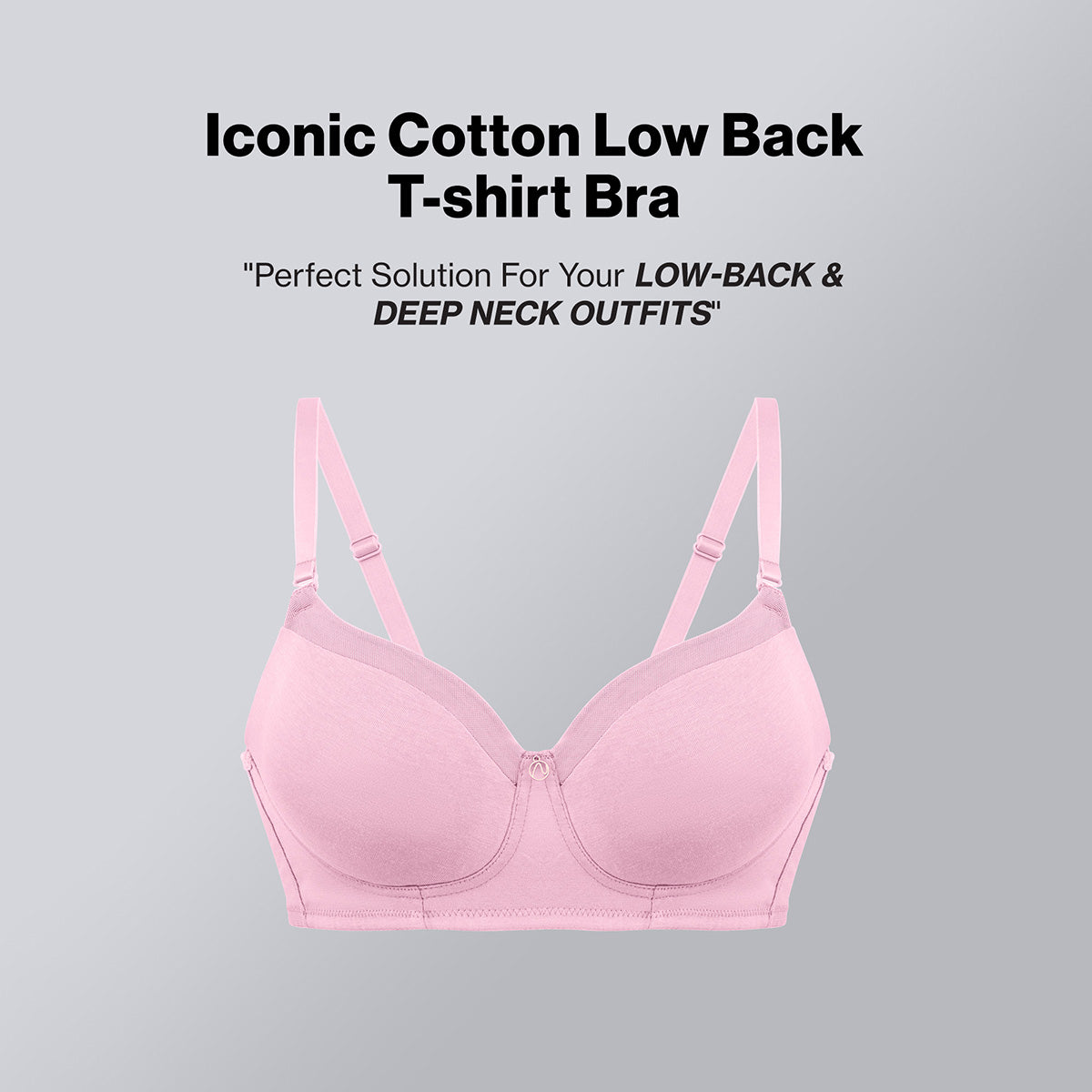 Nykd By Nykaa Iconic Cotton Low Back Padded Non-Wired 3/4th Coverage T-shirt Bra NYB252 Blush