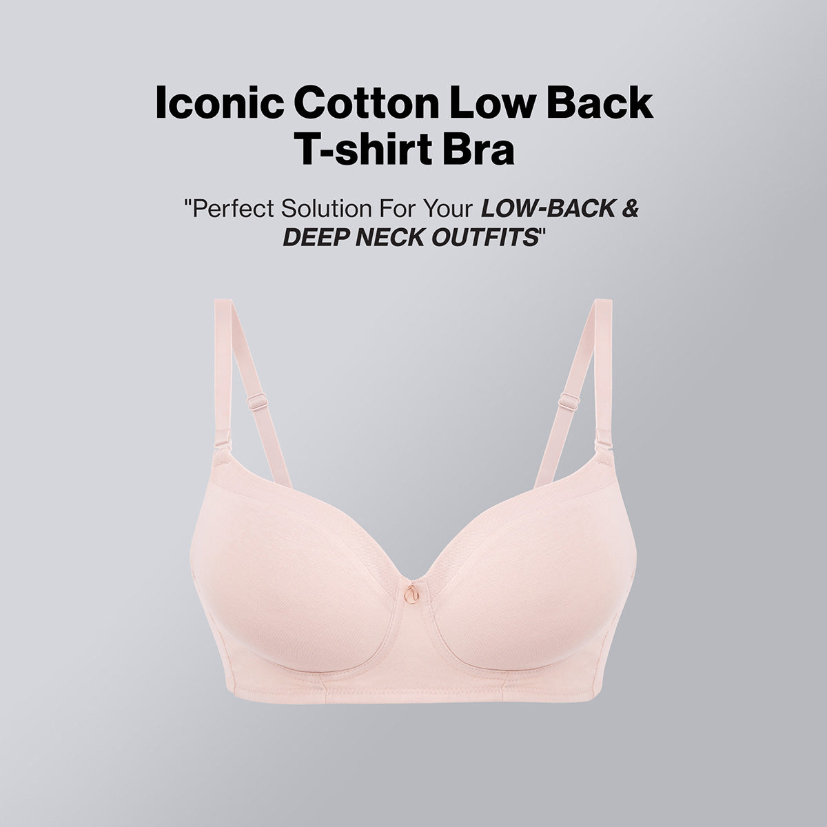Nykd By Nykaa Iconic Cotton Low Back Padded Non-Wired 3/4th Coverage T-shirt Bra NYB252 Nude