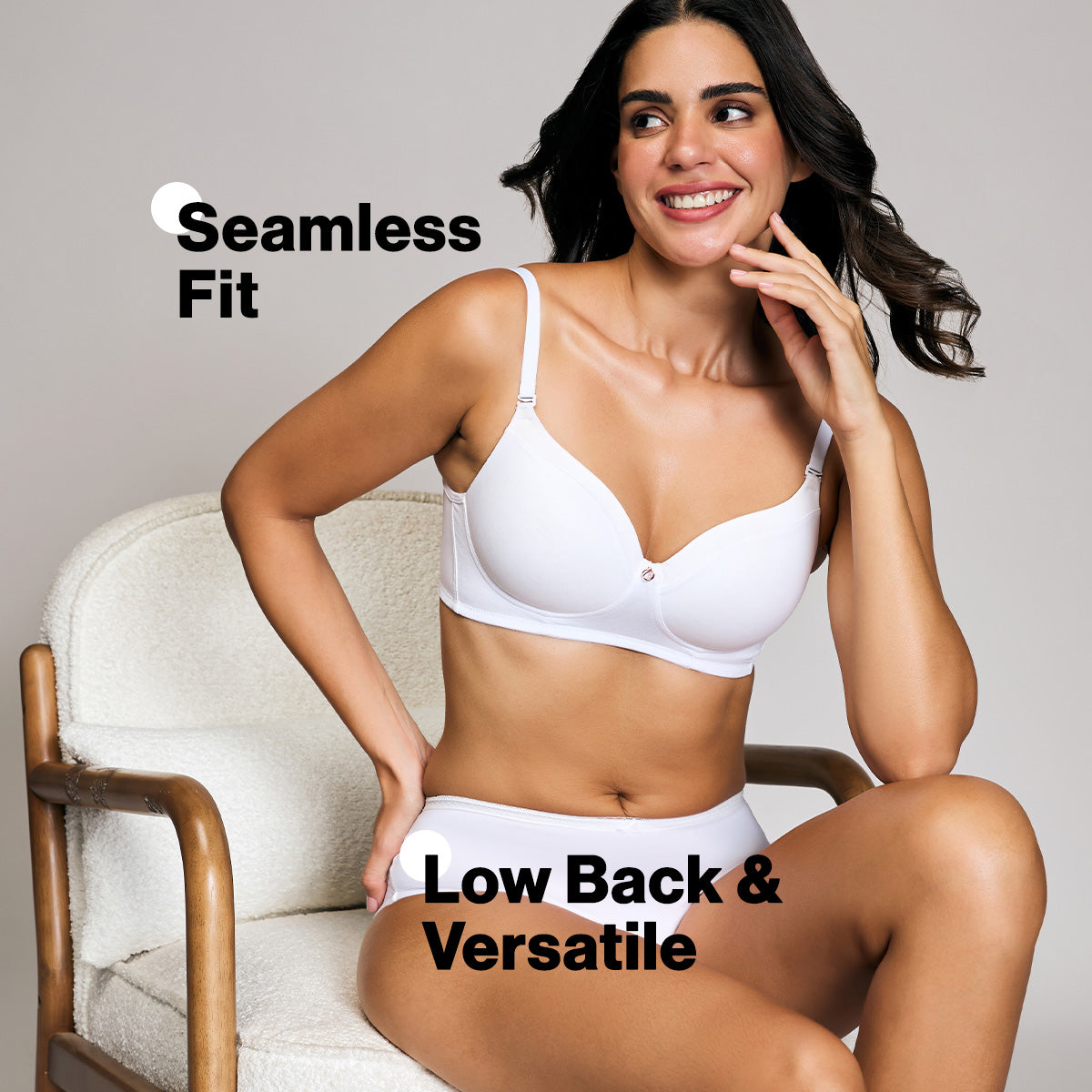 Nykd By Nykaa Iconic Cotton Low Back Padded Non-Wired 3/4th Coverage T-shirt Bra NYB252 White