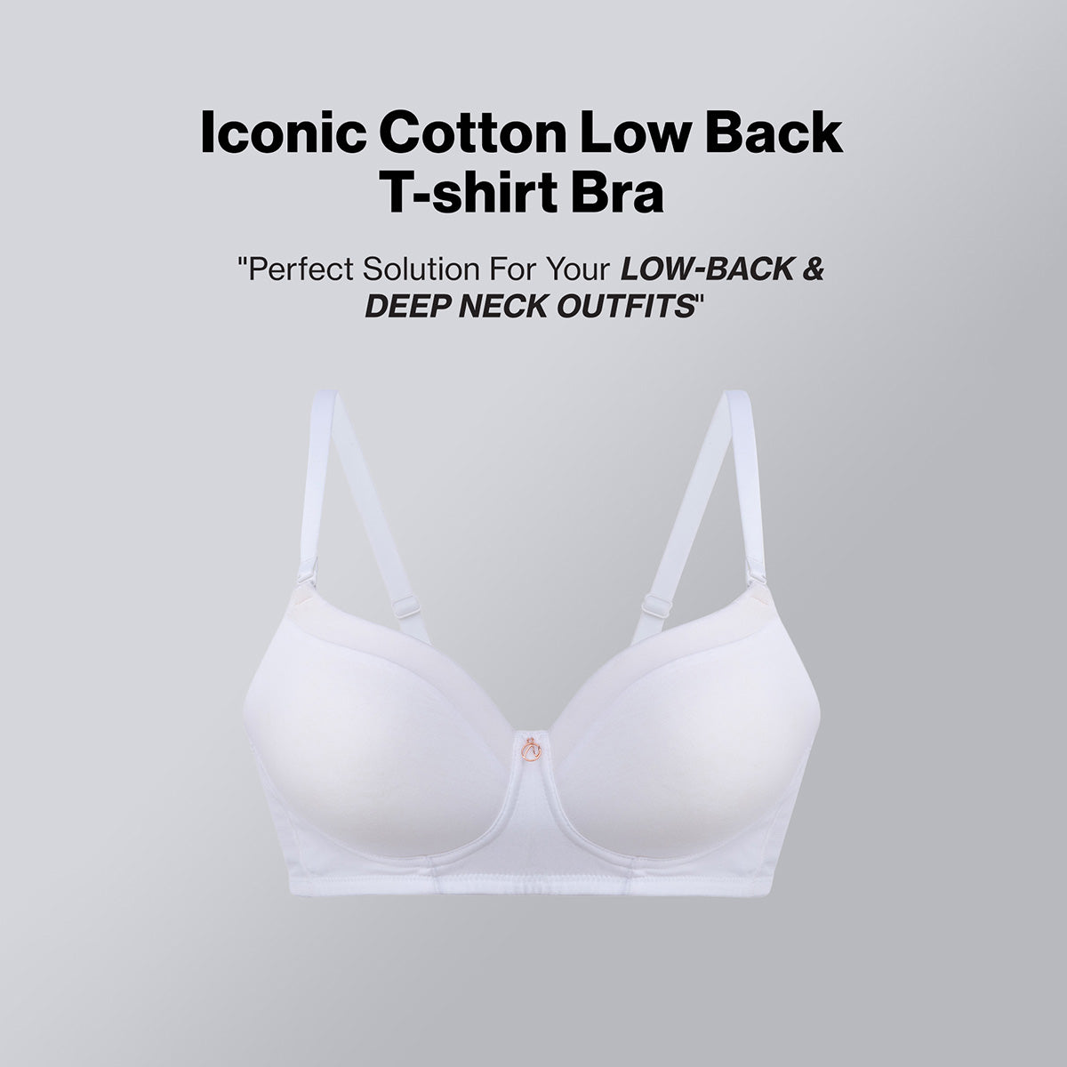 Nykd By Nykaa Iconic Cotton Low Back Padded Non-Wired 3/4th Coverage T-shirt Bra NYB252 White