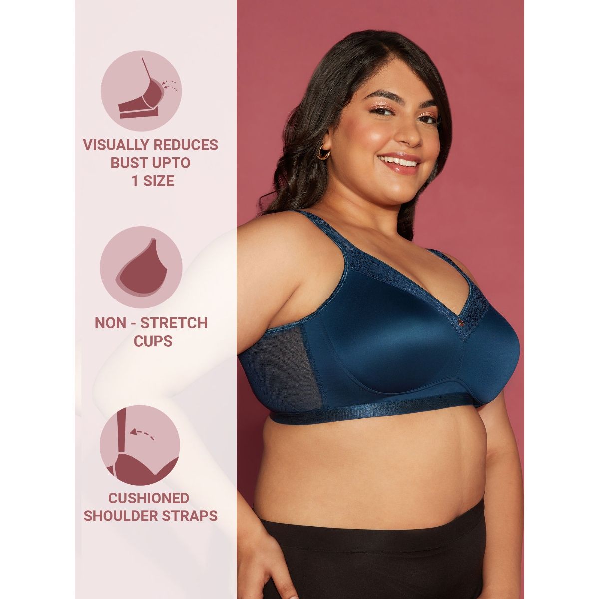 Wireless Minimiser Bra-NYB258-Dark Blue