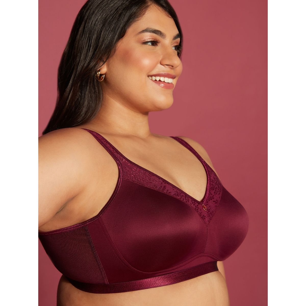 Wireless Minimiser Bra-NYB258-Maroon