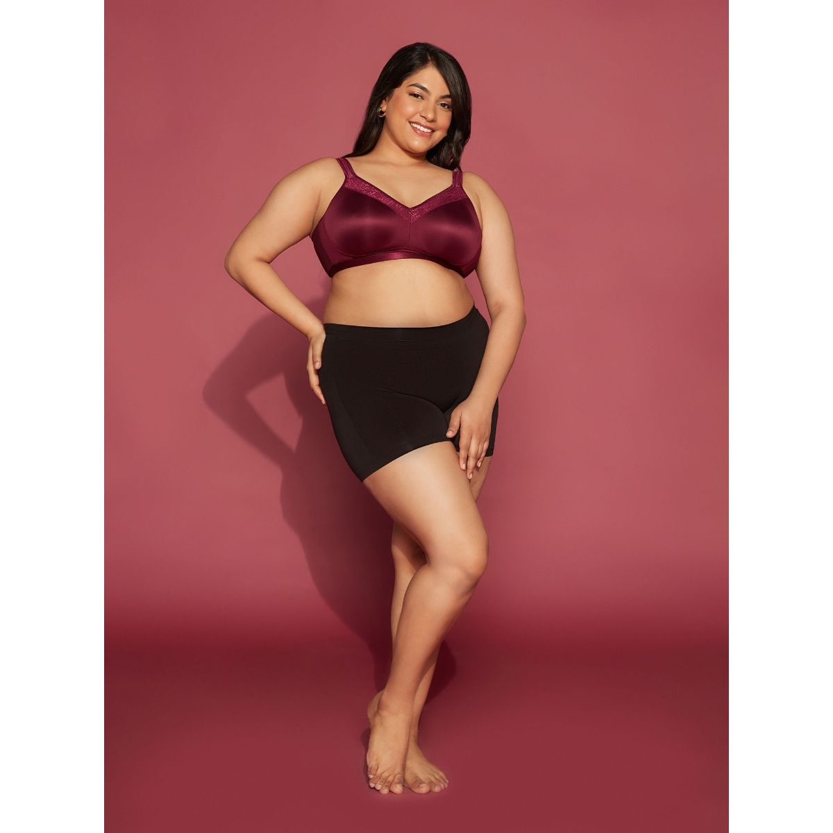 Wireless Minimiser Bra-NYB258-Maroon