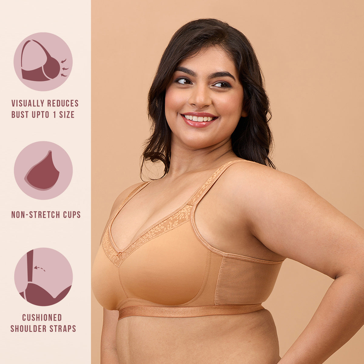 Wireless Minimiser Bra NYB258 Tan