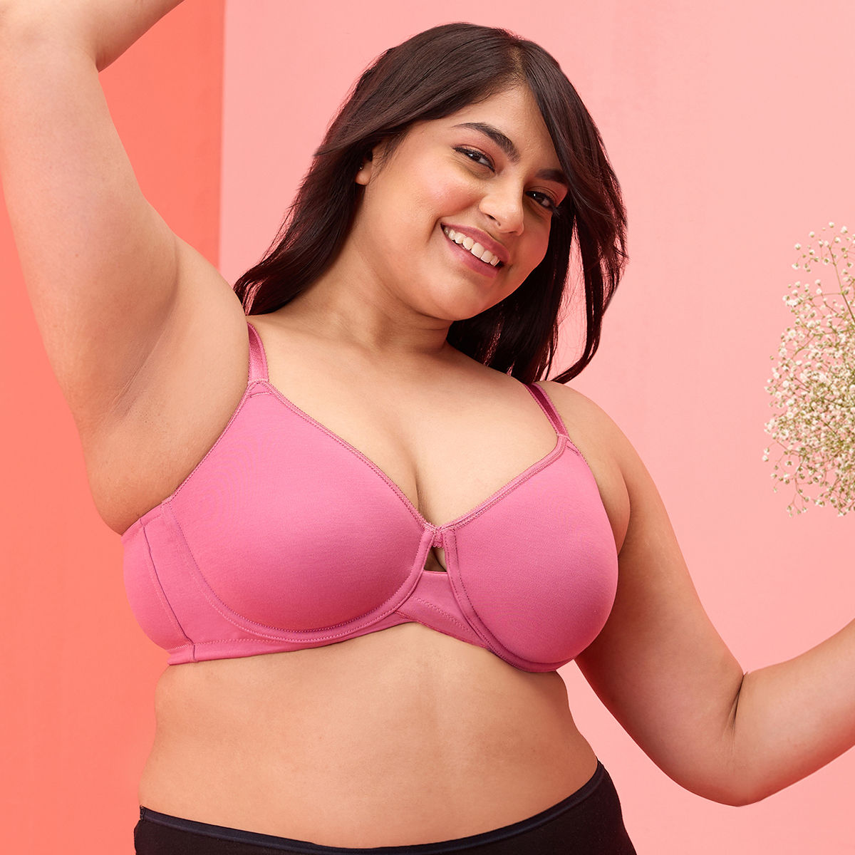 Support T-Shirt Bra-NYB263-Rose