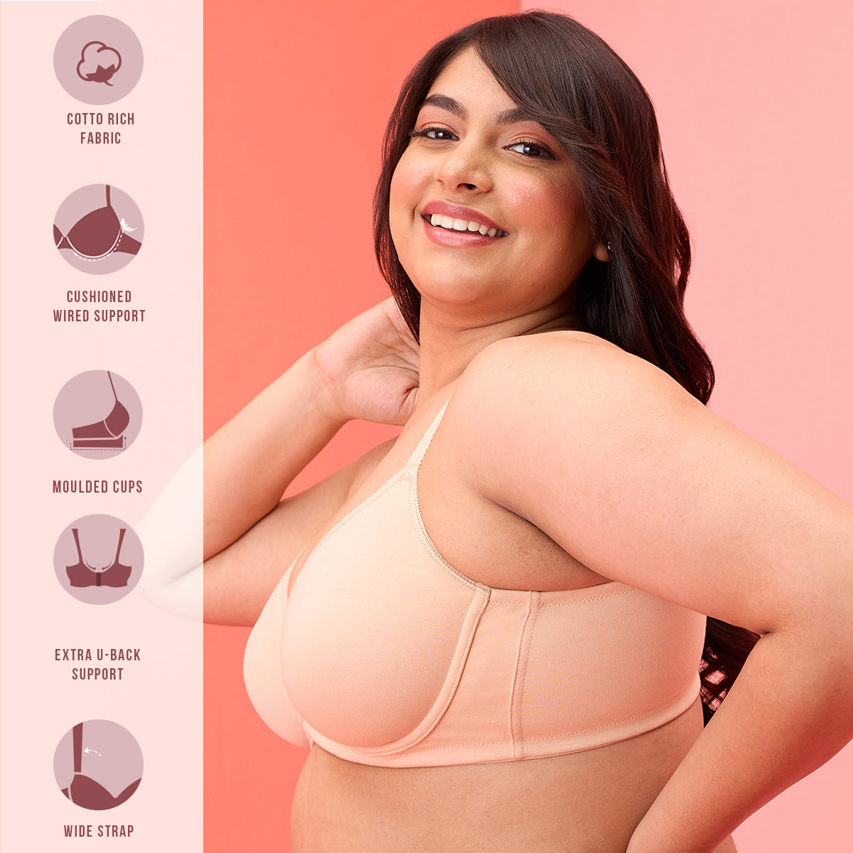 Nykd by Nykaa Support T-Shirt Bra Sand NYB263