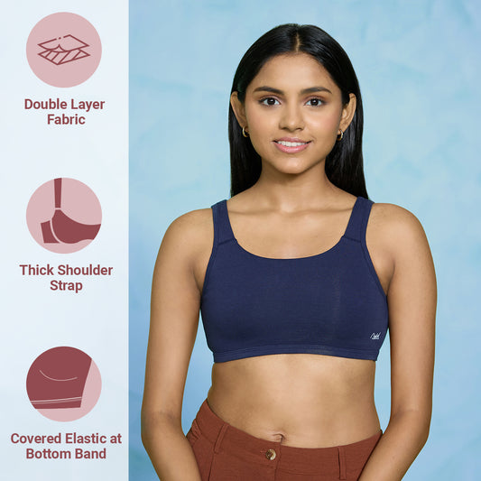 Buy Zivame Girls Double Layered Non Wired Full Coverage Racerback Beginner Sports  Bra (Pack of 2) - Roebuck Navy (Size: Large) at